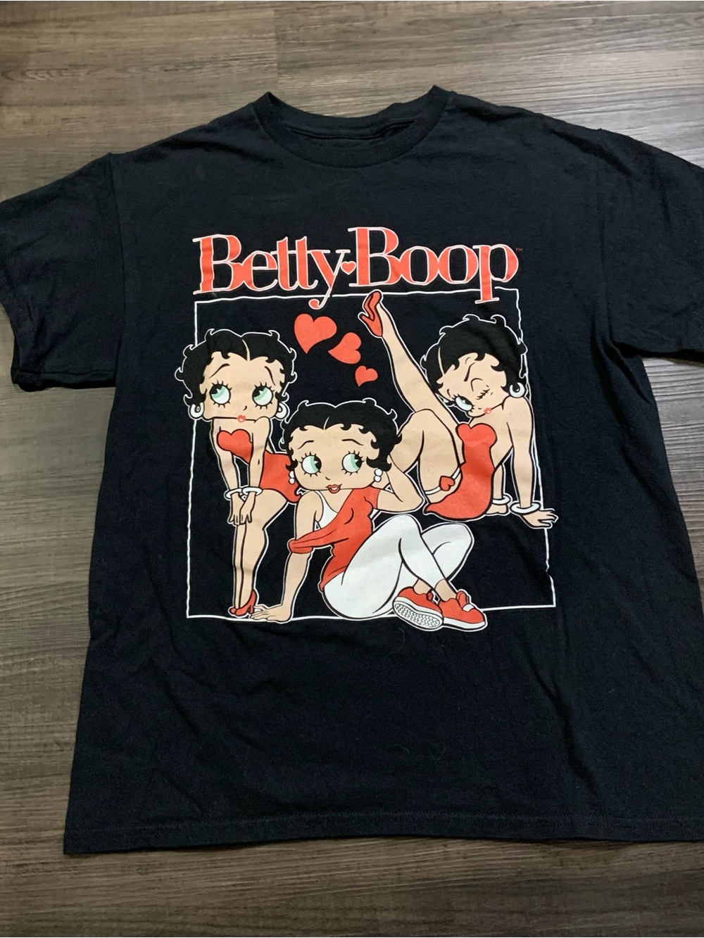 Betty Boop Black Tee with Red and White Graphic